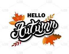 秋天。手绘字体。