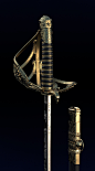 French sword, Anastasia Fileva : This model sculpted, retopologed in ZBrush, baked displaced map and normal map, rendered in V-Ray, 3d's Max. We saw it in Army Museum in Paris, I was inspired by the sable and decided to sculpt it. <br/>I made it in 