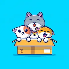 纸盒子里的小猫咪，卡通矢量图插画矢量图设计素材