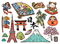 日本招财猫旅行文化旅游美食特色景点地图建筑海报AI矢量设计素材-淘宝网