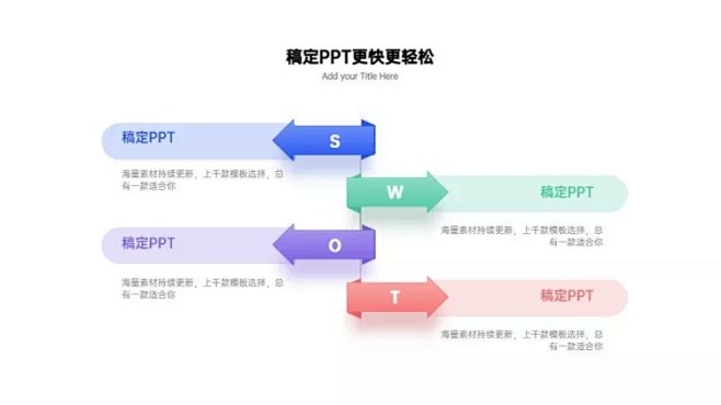 商务线条箭头并列关系4项PPT图文页