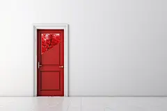 红色大门发光通道3D促销背景图
