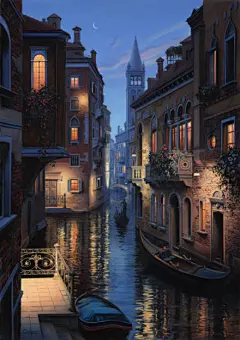 #插画狂想# 小镇夜景！城市的夜晚，城市的梦境！插画师Evgeny Lushpin作品！@微博设计美学 ​​​​