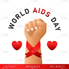 世界艾滋病日海报。艾滋病意识红丝带。矢量插图。