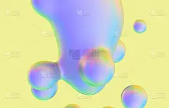 抽象3d艺术背景。全息浮液，肥皂泡，元球。