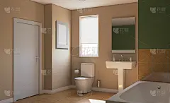 有大窗户的现代浴室。3 d渲染。,空的图片