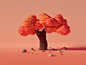 Low Poly Autumn Tree 秋天的树 low poly 低面低多边形lowpoly卡通图片