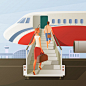 Boarding in airplane composition Free Vector