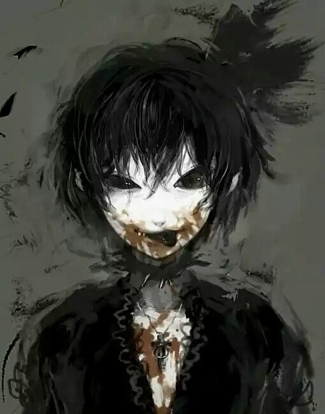 二次元插画黑化病娇黑暗