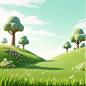 00051-1933582495-cartoon rendering,(warm tone),cartoon,clay texture,3d,rending,hazy edge light,HD,highres,panorama,_3d green grass and trees in t