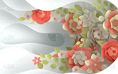 纸上优雅的花朵和纸孔层背景。情人节，复活节，母亲节，结婚贺卡。3d渲染数字春天或夏季鲜花插图在纸艺术