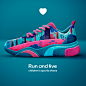 RUN AND LIVE. Shoes concept.