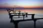 Remains of wharf | skyline, wharf, dusk, sea