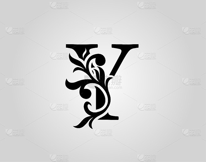 复古书法Y字母图标设计。