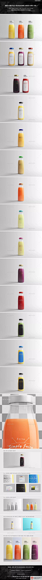 果汁饮料玻璃瓶包装展示效果图VI智能图层PS样机素材 Juice Bottle Packaging Mock-Ups Vol.1 - 南岸设计网 nananps.com