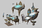 Guild hall props, Carlyn Lim : These are old. A few of many sketches i did for the Guild Halls very early on, art deco inspired. Watched a few documentaries to get into that headspace-- art deco is awesome! Directive was to do just a few random pieces but