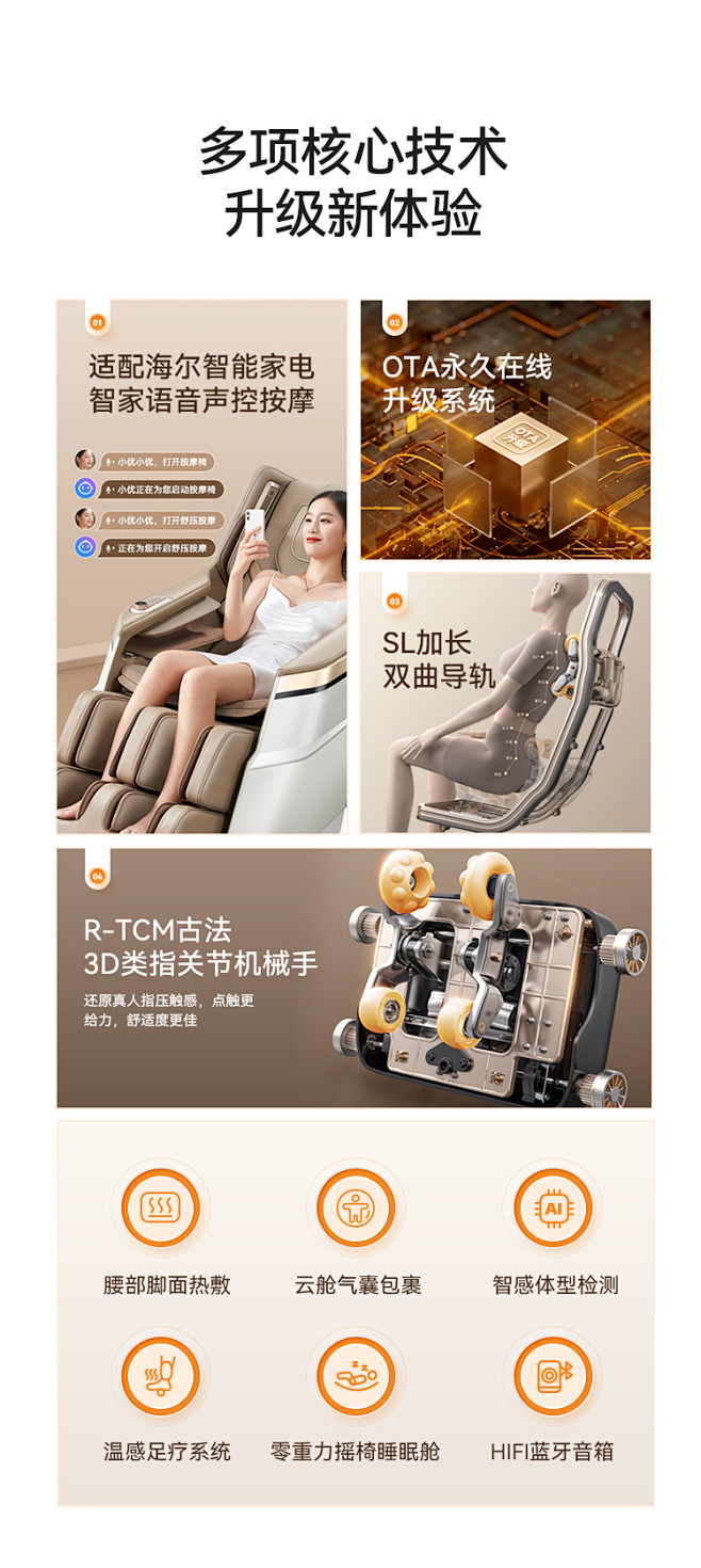 海尔按摩椅家用全身多功能零重力全自动太空...