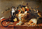 Frans Snyders -- Two monkeys piling a basket with fruit