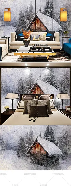 欧式灰色水彩木屋