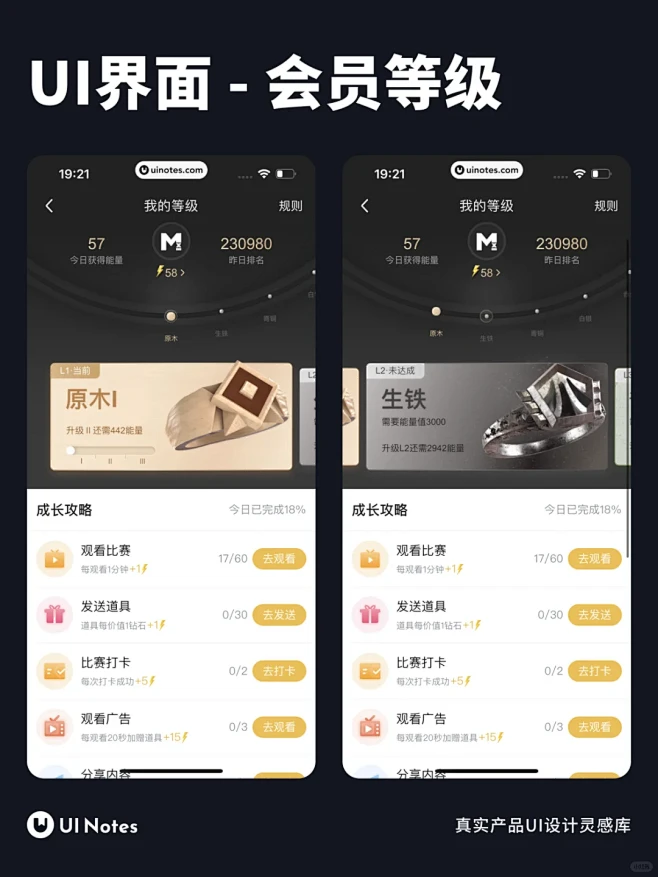 UI设计 - 会员等级界面灵感 - 小红书图片_app图片素材-花瓣网