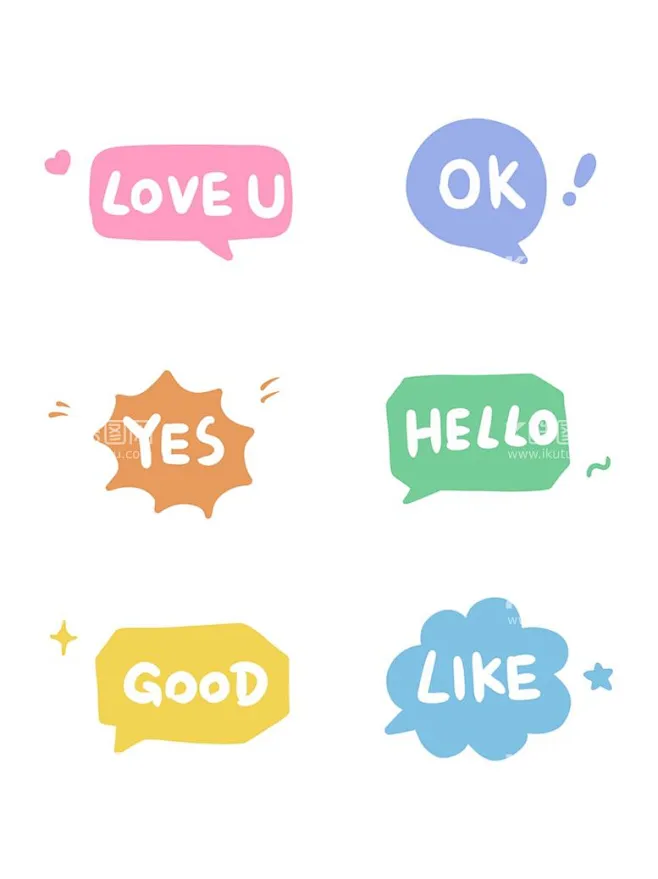 彩色标签气泡 - 源文件下载【酷图网】good,hello,LIKE,love,OK,YES,标签,标题,彩色,促销,促销标签,对话框-花瓣网