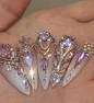 Pretty Gel Nails, Really Cute Nails, Soft Nails, Pretty Acrylic Nails, Best Acrylic Nails, Bling Nails, Gem Nails, Jewel Nails, Bedazzled Nails