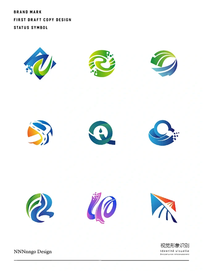 【LOGO设计】科技感立体logo设计彩色标志-花瓣网