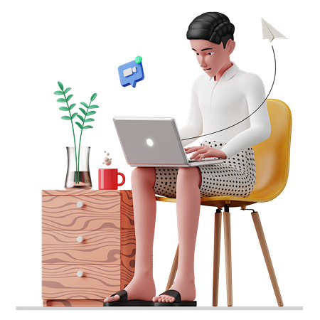 参加在线会议的商人3D插画