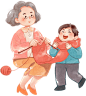 水彩人物情感手绘插图-奶孙
