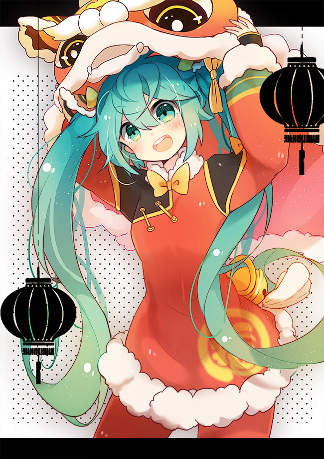 vocaloid初音未来同人图插画壁纸舞狮miku半次元第一中文cos绘画小说