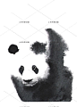 黑白手绘水彩国宝大熊猫特写肖像插画jpg设计素材jpg70-淘宝网