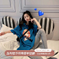 杨泡泡 蓝色t恤女2021夏季新款韩版宽松设计感体桖内搭上衣ins潮-淘宝网