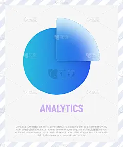 分析图标在玻璃形态风格。饼图，金融统计，报告。矢量插图。