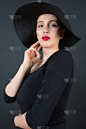 时装模特,肖像,女性,垂直画幅,新的,古老的,光,完美,黑色背景,现代