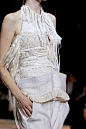 Textiles for Fashion - mixed weave top with an array of white textures & tassel fringe detail; knitwear design // Céline