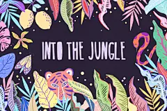 丛林可爱动物花卉蝴蝶水彩插画剪贴画素材合辑 Into The Jungle