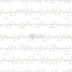 无缝条纹图案与手绘漩涡和心