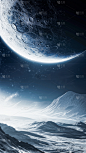 宇宙系列发光月球山脉太空图片