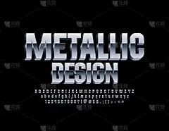 向量金属设计字母集。3 d反光的字体