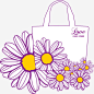手绘雏菊购物袋高清素材 手绘 紫色 购物袋 雏菊 免抠png 设计图片 免费下载