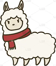 矢量,绘画插图,羊驼,热,贺卡,背景分离,十二生肖,哺乳纲,动物,户外