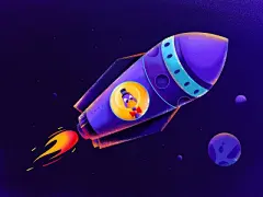 紫鸭俱乐部火箭星行星地球火箭飞船着陆页ux宇宙飞船太空人太空火箭火鸭人物网站网页ui插图