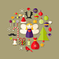 Flat Christmas : Flat stylized Christmas holiday illustrations and icons.