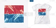 夏季图形女装t恤设计，彩色热带印花，矢量插图
