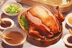 美味北京烤鸭鸭子美食插画