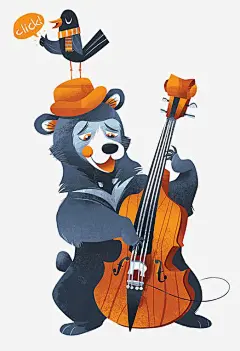 弹吉他高清素材 动物 卡通插画 吉他 小熊 小鸟 拟人 免抠png 设计图片 免费下载