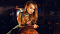 People 2000x1125 women redhead face dress red nails portrait tattoo no bra see-through clothing Anastasia Scheglova Ivan Gorokhov globe magnifying glass open mouth
