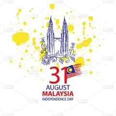 马来西亚独立纪念日。8月31日。贺卡。