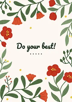 Literary Hand Painted Red Flowers Decorate Cheer up Card