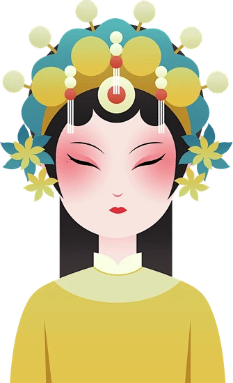 国粹京剧平面卡通人物插画-旦角